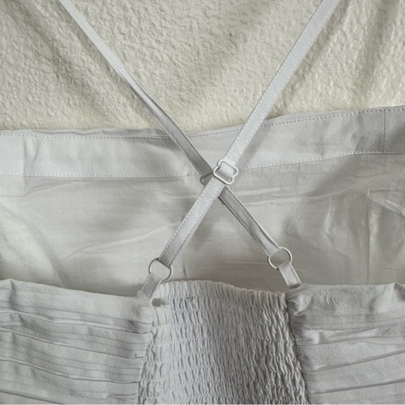 NWT Madewell Poplin Crop Tube Top Women's 4 White Pleated Smocked Strappy - Picture 6 of 12